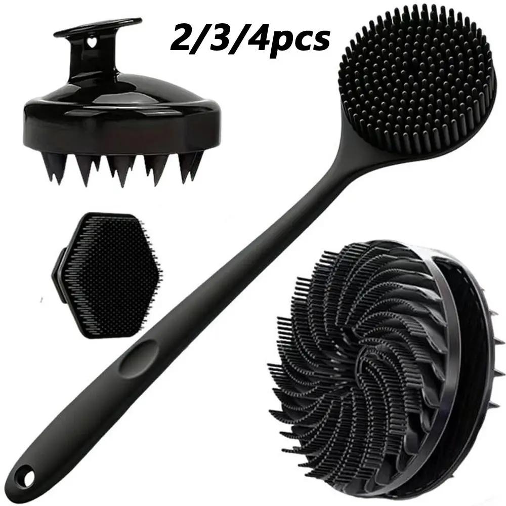 Shower Brush Set, Body Brush, Spa Brush, Exfoliating Shower Scrubber, Body Wash Scrubber, Soft Silicone Cleaning Tool, Bathroom Accessory, Suitable for Bath, Shower and Body Care, 2/3/4 Pcs
