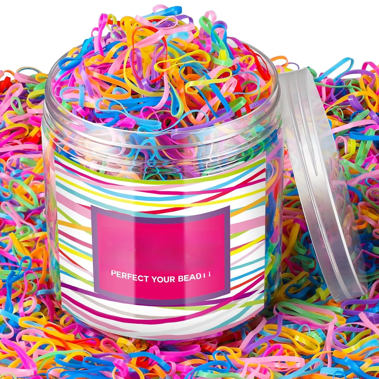Color Elastic Hair Bands, Hair Ties,2000pcs Multi Color Hair Holder Hair Tie Elastic Rubber Bands for  Girls