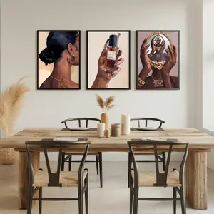 Set of 3 black woman wall art, black girl wall art, black wall art, black woman art