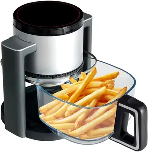 4.7Qt Glass Air Fryer, Non Toxic Air Fryer with 10 Preset Cook Modes, 395°F Rapid Air Crispy Technology, Roast Bake Dehydrate Reheat, Nonstick & Easy-Clean Basket, 1300W