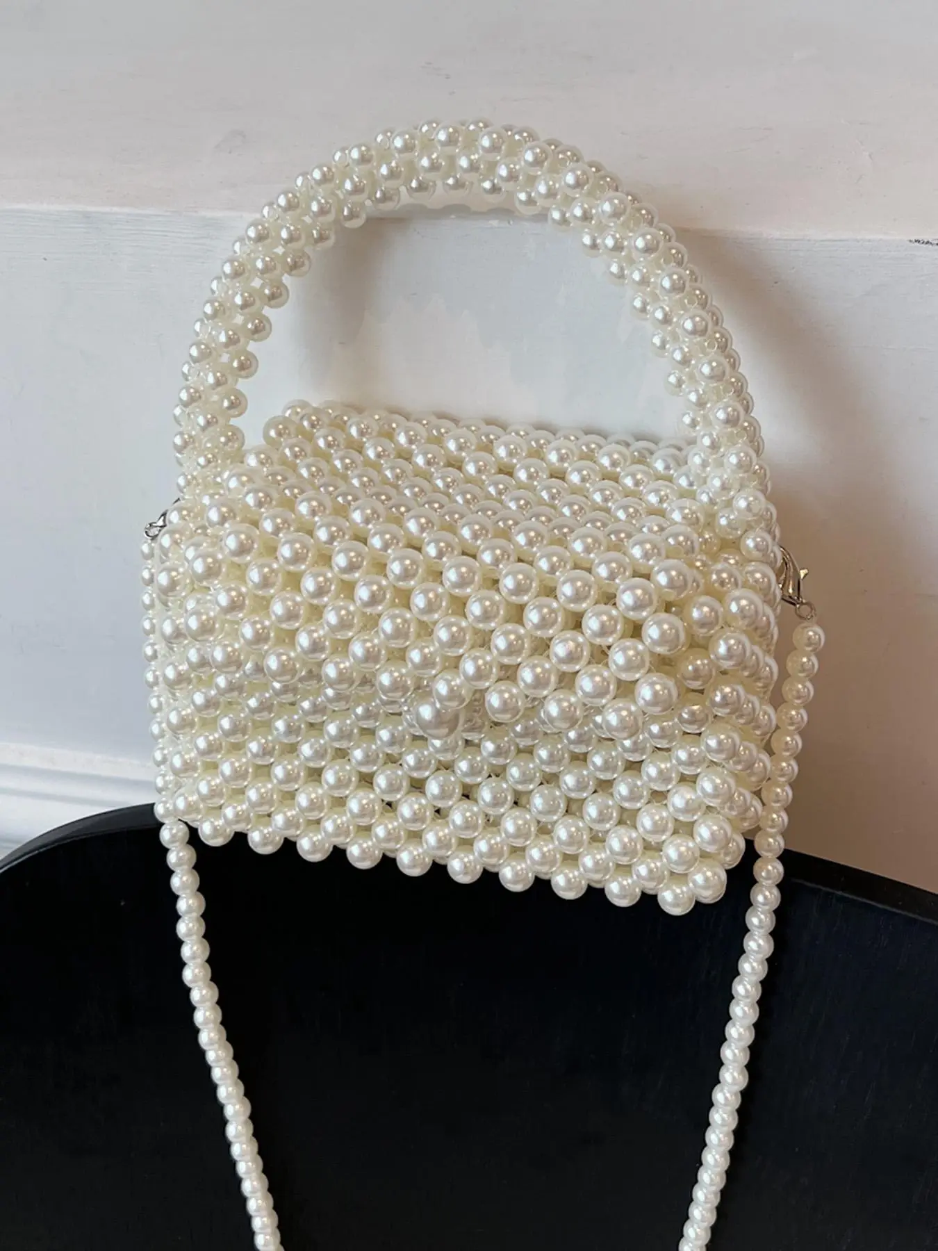 Women's Elegant Pearl Decorated Handbag, Fashionable Mini Shoulder Bag for Daily Used, Casual Trendy Versatile High-quality Daily Commuting Bag