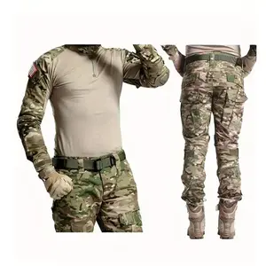 2025 new Elg New Men's Combat Tactical Uniforms Long Sleeve Fitting Amry Militray Uniforms for Men Combat Shirt and Pants Camouflage Clothing Hunting Hiking Paintball Gear(Sheet)