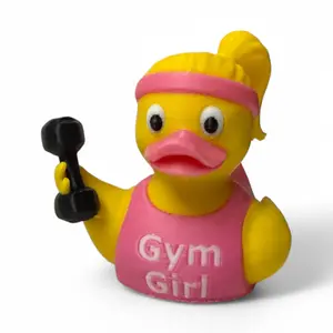 Gym Girl Duck – 3D-Printed Fitness Duck with Headband, Dumbbell & Sass