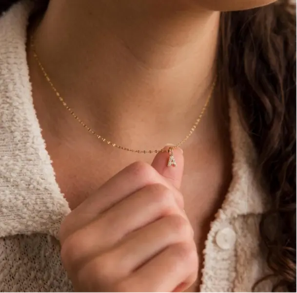Ardenne High-Quality Recommendation - Minimalist Dainty Pave Letter Necklace - Cubic Zirconia Letter Pendant Mirror Chain Necklace - Everyday Layering Necklace - Personalized Jewelry - Gift for Her