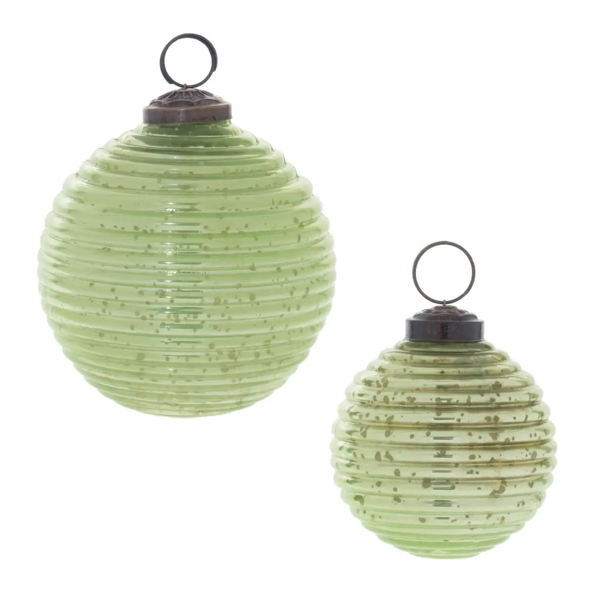 Melrose 95510DS Ribbed Rustic Glass Ball Ornaments, 3 & 4 in., Brown - Set of 6