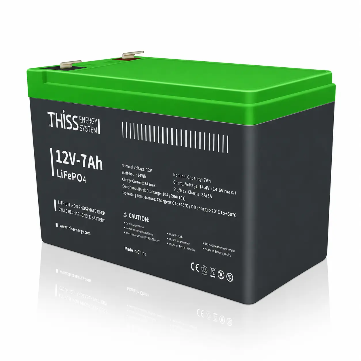 12V 7Ah High Capacity Cordless Lithium LiFePO4 Deep Cycle Battery - 12.8V with BMS, Solar Powered Emergency Battery Pack for Power Tools, Home Backup Rechargeable