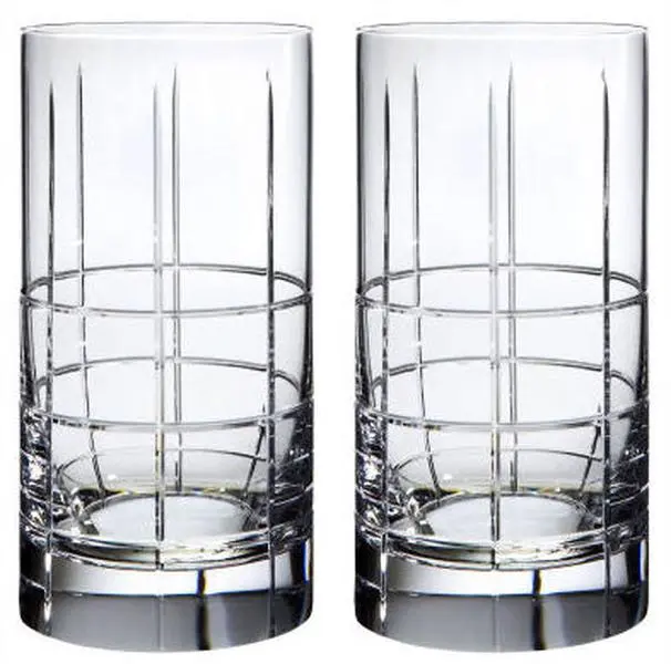 Orrefors Street 2-Pack Hand-Cut Heavy Crystal Tumbler Set - 5.88" H Masculine Look Crystal Cut Glasses for Bar Setting, Dishwasher-Safe Kitchenware Drinkware, Model 6540102