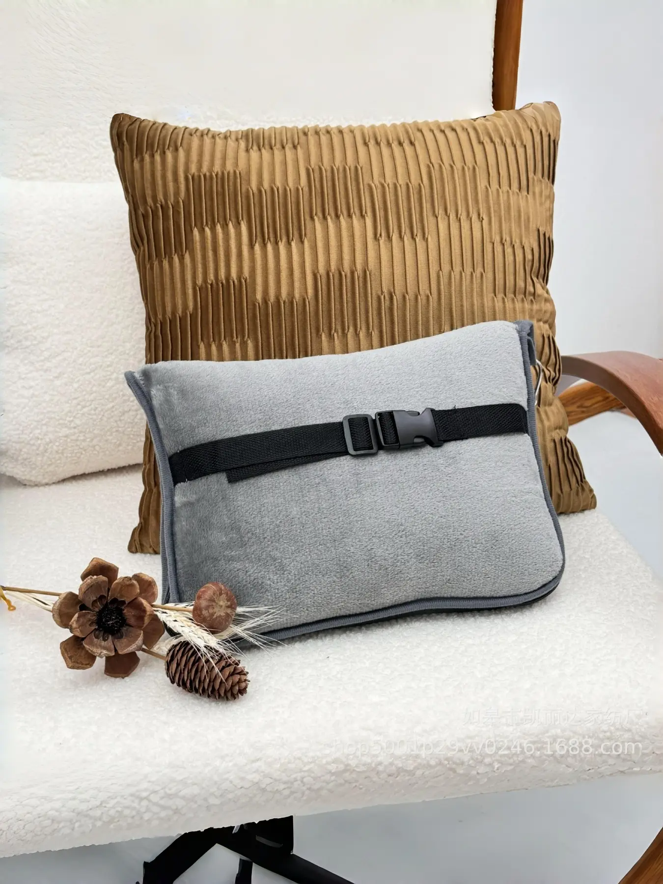 Portable Airplane Travel Blanket, Two-In-One Foldable Storage Napping Winter Cover, Flannel Plush Soft Fabric Throw for Home Sofa