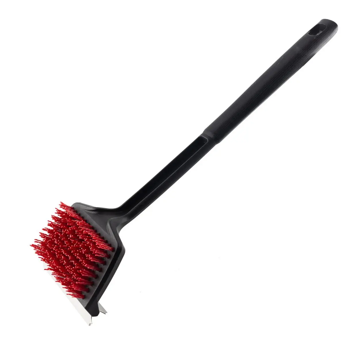 18 in. Flat Top Grill Brush with Nylon Bristles & Stainless Steel Scraper