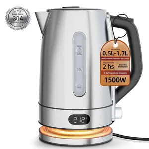 Kismile 1.7L Stainless Steel Electric Kettle, 1500W Fast-Boil, Auto Shut-Off, Keep Warm, Boil Dry Protection, Electric Kettle For Coffee & Tea, Stainless Steel