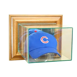 212 MAIN Wall Mounted Cap & Hat Photo Display Case - Walnut Finish, High Quality Wood Frame, Double Glass, UV-Protected Home Decor Room Decor Storage Solution for Home Supplies, High Quality Frame