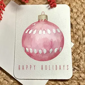 Handmade Watercolor Printed Christmas Cards Festive Art Print Holiday Cards Gift Box Set with Ornament Design Notecard Postcard Christmas Cards