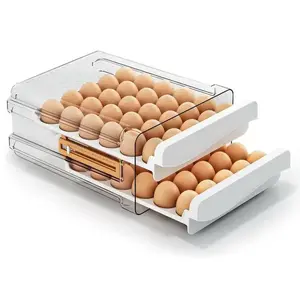 60 refrigerator egg containers, refrigerator large egg storage container, transparent egg rack with 2 layers of egg containers, and 11 timer function boxes(Sheet)