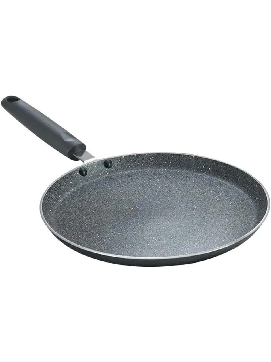 Prestige Thick Ceramic Induction Compatible Pan - 250mm (10in) Non-Stick Dosa Tava/Griddle, Ceramic Nonstick Surface, Granite Omni Coating, Glass Lid