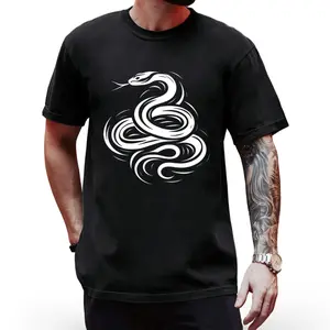 Men's Swirling Snake Print Summer T-Shirt – Casual Short-Sleeve Crew Neck Top with Bold Snake Pattern