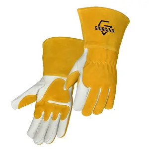 GIORGINO Premium Cow Leather Tig Mig Gloves, Leather palm, 4″ cow split cuff, Sewn with KEVLAR