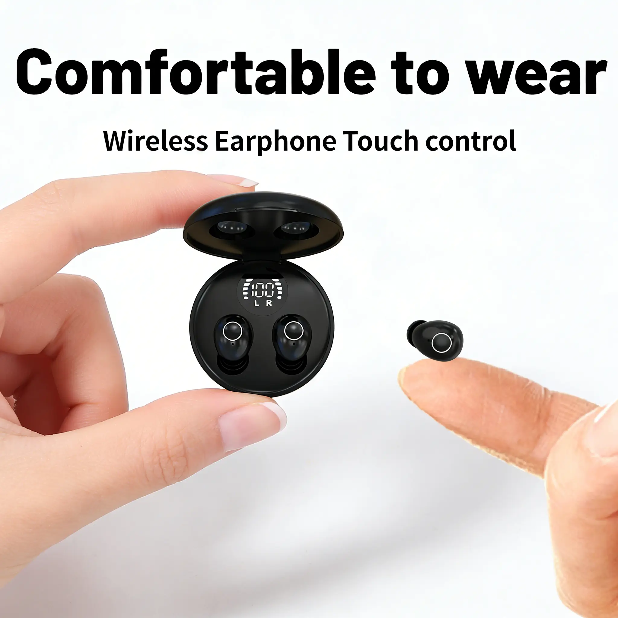 Mini In-Ear Wireless Bluetooth Earbuds, Ultra Hidden Design, no ear pressure when sleeping on your side, painless for all-day wear, 24H long battery life, HiFi stereo sound, built-in noise cancellation. swimming headphones high-definition quality, Earbuds