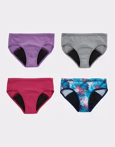 Hanes Comfort Period. Girls' Hipster Underwear Moderate Protection Assorted 4-pack Multi Pack Comfortable Fit Soft Stretch Fabric Breathable Gaphp4