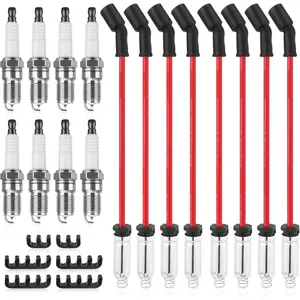 41-962 Spark Plugs & 9748HH Spark Plug Wires Compatible with Chevy Avalanche Silverado 1500 Suburban Tahoe, GMC Sierra 1500 Yukon, Cadillac Escalade, Hummer H2 5.3L 6.0L V8, Replace # 88862122 19299585
