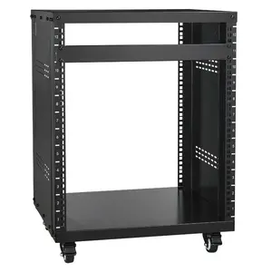 VEVOR 12U AV Rack Stand, 300 lbs Capacity, Network Stereo Recording Studio Rack with Lockable Caster Wheels Round Square Holes, Special Vents for 19 Audio Video Musical IT Equipment Mounting