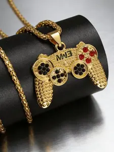 Stylish Stainless Steel Necklace with Gemstone Game Controller Pendant, Unisex Gift for Gamers, Perfect for Special Occasions, Non Tarnish Jewelry
