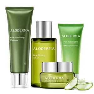 Aloderma Essential Aloe Firming & Rejuvenating Skin Care Set - 4 Pieces - Gel, Cleanser, Toner, Cream