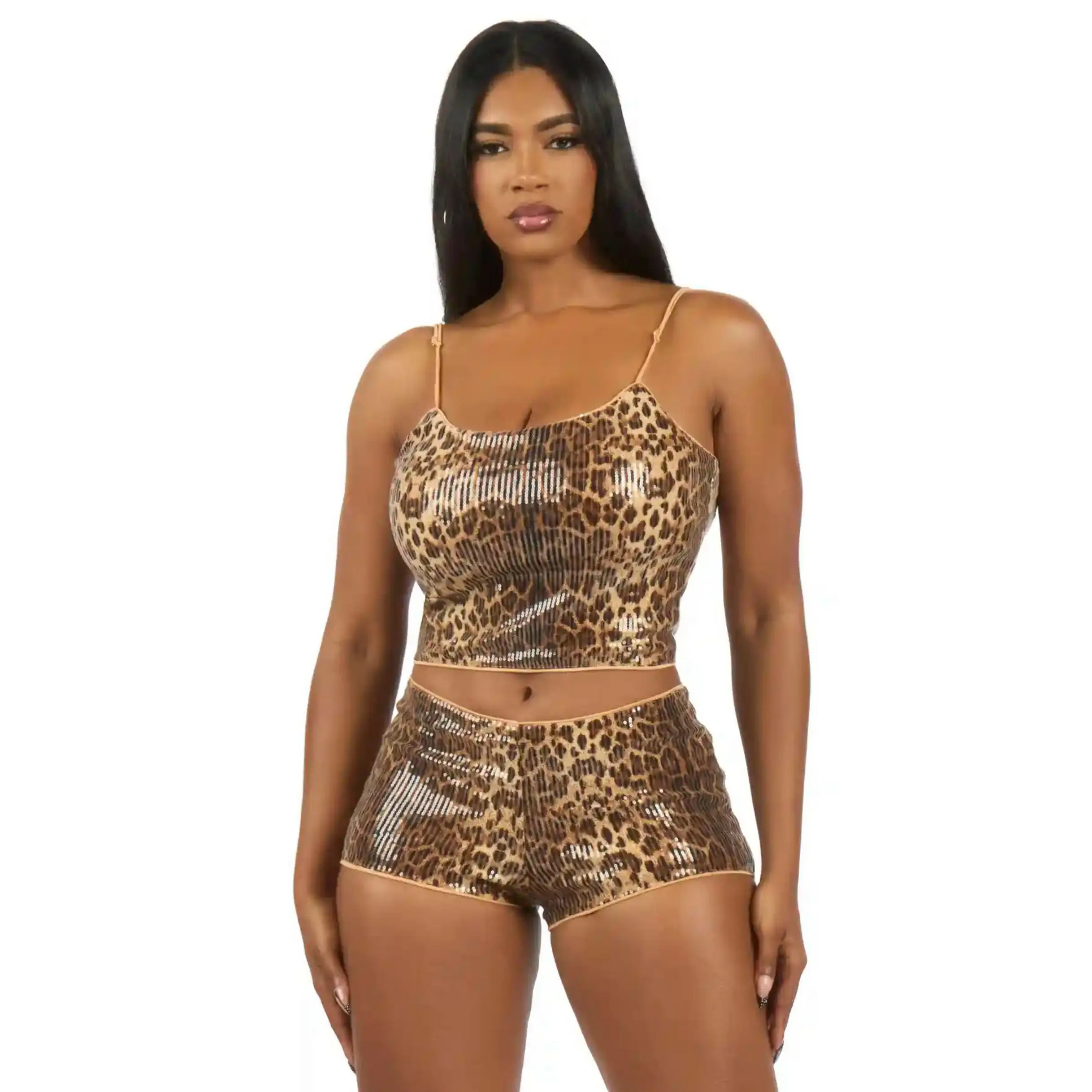 Mishayla Cheetah Sequin Tank Top