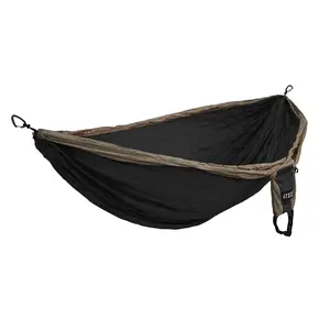 ENO Double Deluxe Hammock - Khaki/Black outdoor travel portable hammock