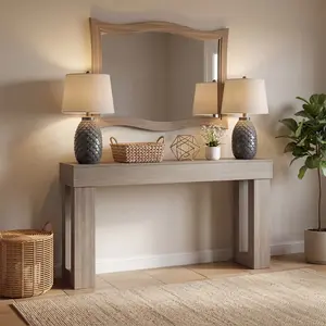 Amopatio 63" Farmhouse Console Table, Modern Wood Entryway Table with 16-Color LED Lights and App Control, Rustic Sofa Table for Living Room, Spring Mother's Day Gift