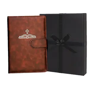 Leather Christian Bible Prayer Journal, Bible Study Supplies Devotional Notebook & Planner for Men, Religious Jesus Faith Gift for Graduation, Pastor, Church, Baptism, Cross, Christmas Gift
