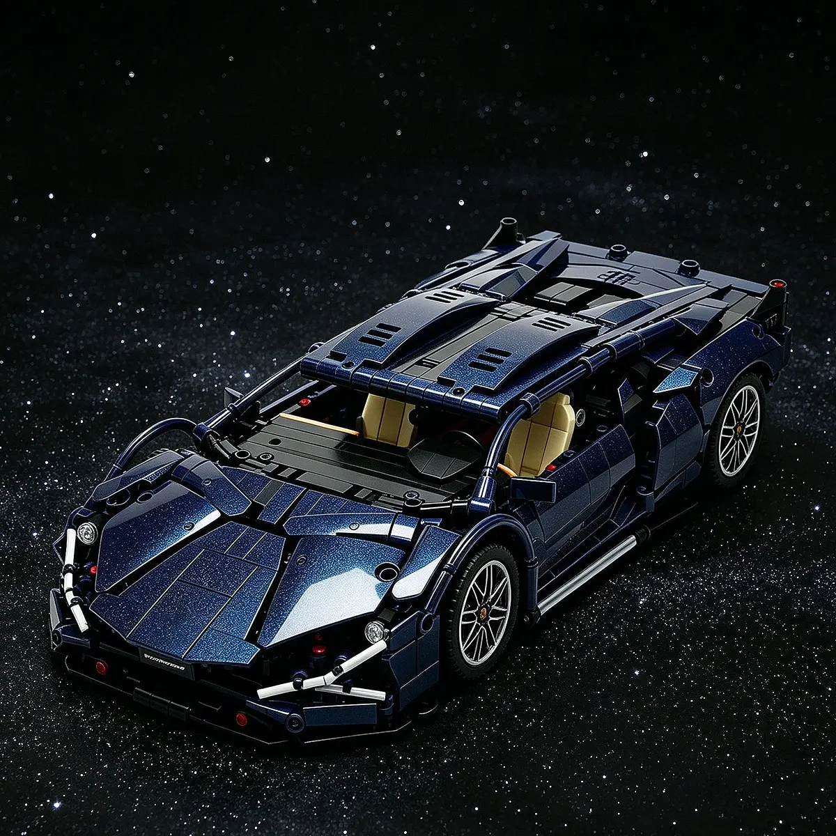 1285pcs Starry Blue Fashion Super Car Building Block Sets Toy, Vehicle Building Blocks, DIY Building Model, 1:14 Scale Model Collection, High Difficulty Assembly Set, Home Decor, Perfect Gift