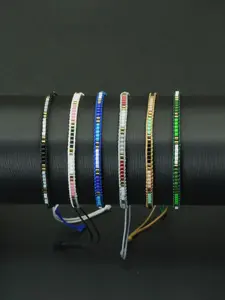 Handmade Bohemian Colorful Seed Bead Bracelet, Adjustable String Jewelry, Simple Design Couple Gift, Unisex Fashion Accessory