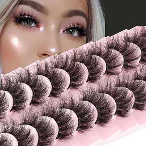 10 Pairs 3D Faux Mink Lashes Fluffy Soft Wispy Volume Makeup Natural long E-girls False Eye Lashes Reusable lashes Cosmetic False Lashes Eyelashes