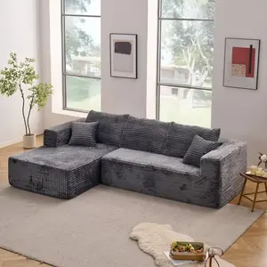Modular L-Shaped Sofa, No Assembly Required, Corduroy Fabric, Modern Minimalist Design, Deep-Seated Corner Sofa, Luxurious Comfort, Flexible & Multi-Functional, Living Room Bedroom