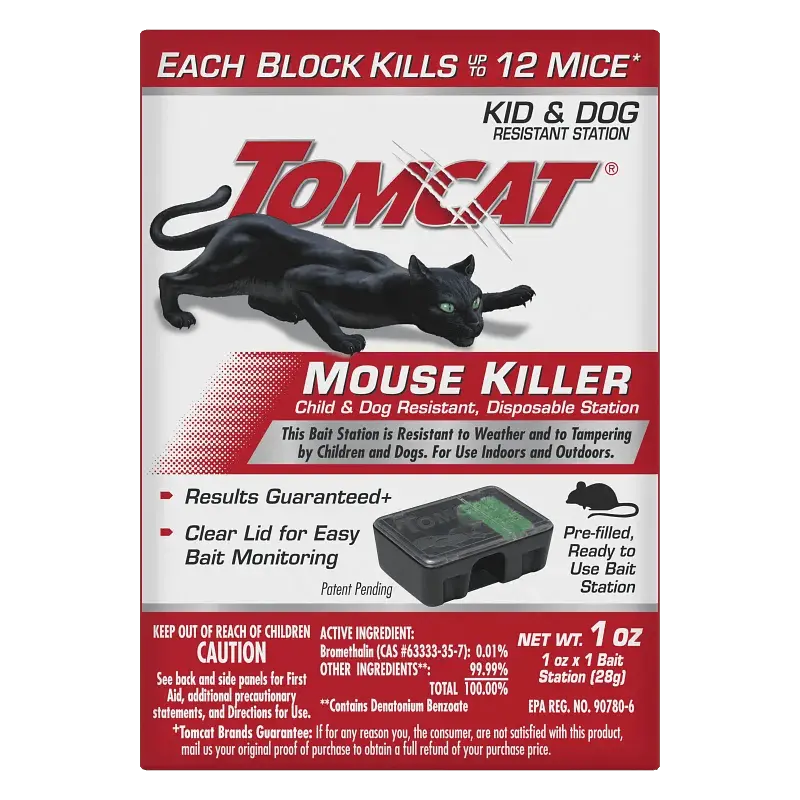 Tomcat Rat & Mouse Killer - Child & Dog Resistant, Disposable Bait Station, 1 Pre-filled Station, 2-Pack