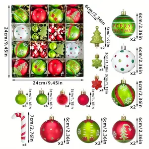 46-Piece Christmas Ball Set, Polka Dot Hanging Decorations, Shiny Plastic Holiday Ornaments, Classic Tree Decor, Home Decor Ornaments