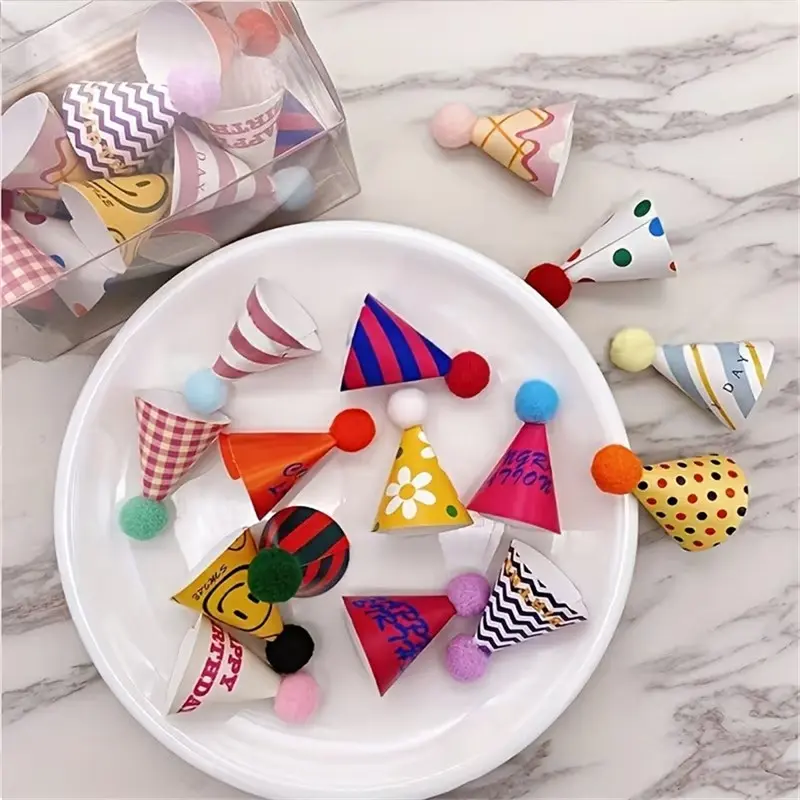 30/45/60pcs Party Hat Gift & Decor Accessory Sets, Party Supplies, Party Accessories, Colorful festive party decorations that serve as the perfect finishing touch for party costumes; ideal for birthdays, holidays, and table decor