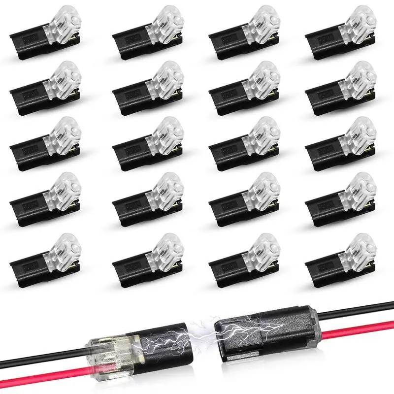 Double-Wire Plug-in Connector Led Light Strip Connectors 2 Pin, Low Voltage Wire Connector with Locking Buckle, Fast Connect Plugs Led Connectors for Strip Lights,Lead strip automotive wiring electricity Power Distribution Secure