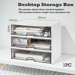 Modular Stackable Drawer Organizer, Minimalist Single-Drawer Storage Box, Visible Window, Customizable Desktop Organizer for Office Supplies