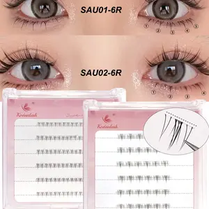 Self Adhesive Bottom Lashes, Pre Glued No Glue Lower Lash Clusters, Ultra Thin Invisible Band, Natural Wispy Under Lash Extensions, Easy Apply for Beginners(5-6mm)
