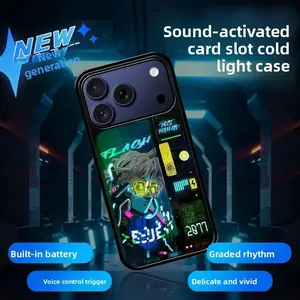Apple iPhone 17 Cyberpunk FLASH Light-Up Phone Case, Voice-Controlled Gradual Rhythm Cold Light, Built-in Wireless Charging Receiver, Shockproof Protective Cover