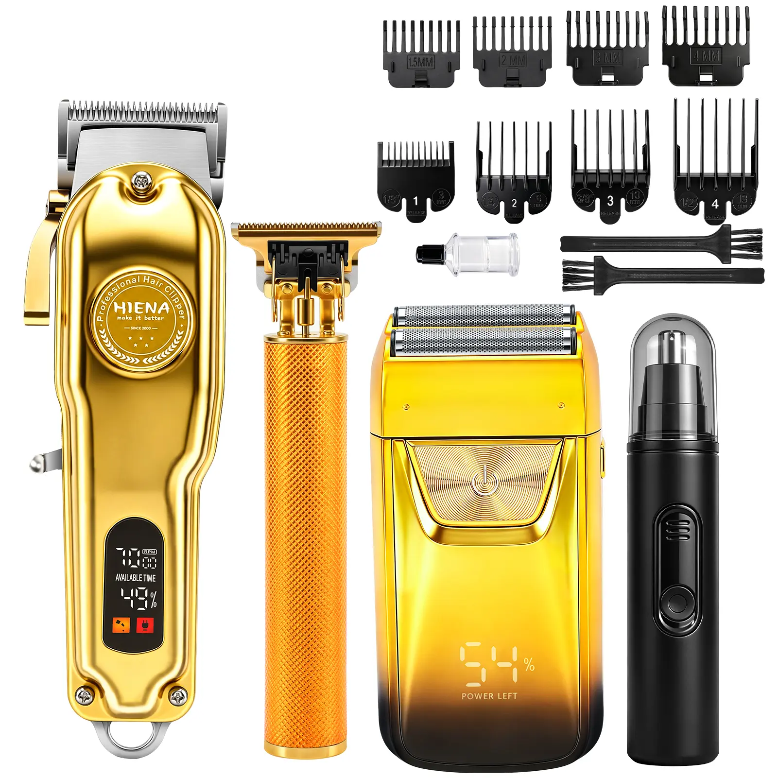 4-Piece Men's Hair Clipper Grooming Kit, Cordless Beard Shaver, T-Blade Trimmer and Nose Hair Trimmer with Guide Combs, USB Rechargeable Barber Set, Perfect Gift for His Facial Vibe