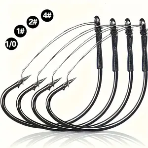 200PCS Durable Weedless Fishing Hooks - Wide Gap, Rust-Resistant, Multiple Sizes - Ideal for Wacky Worm Rigging