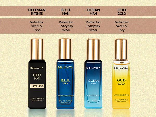 BellaVita Luxury's The Legacy Collection Gift Set | 8-in-1 Perfume Set for Men | 8x20ml | Long Lasting Fragrance | Eau De Parfum