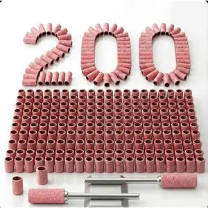 Sanding Bands for Nail Drill Precision 200Pcs 180 Grit Small Sanding Bands with 2 Mandrels, Perfect for Acrylic Gel Removal & Cuticle Shaping, Durable Easy to Change, Fit 99% of Machines Pink