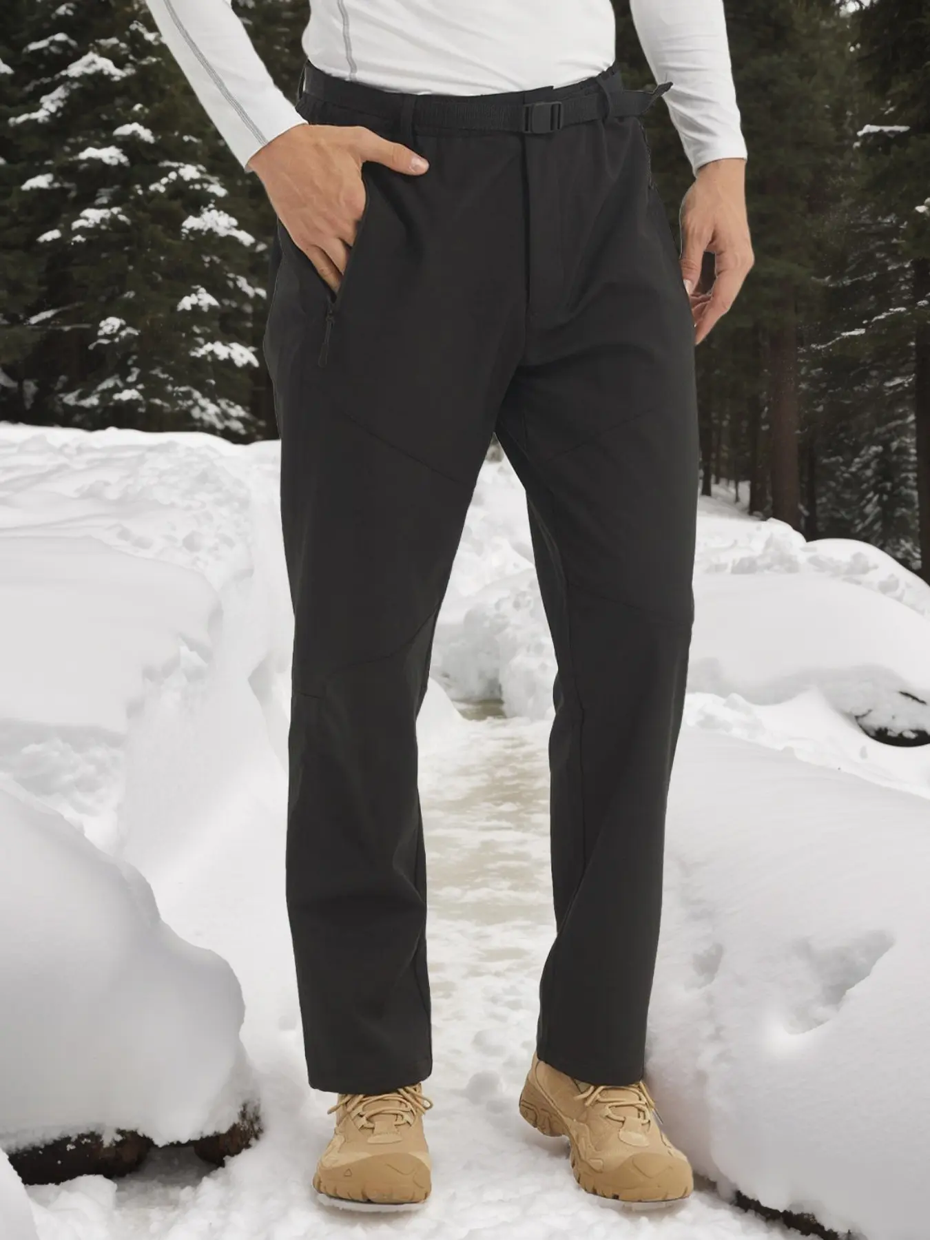 Men's Waterproof Winter Snow Pants, Soft Shell Material, Ideal for Hiking & Skiing, Fitted Sporty Style, Outdoor Activities, Athletic Bottoms, Sport Outdoor Clothing, Outdoor Wear
