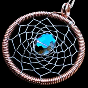 Angel Aura Crystal Dreamcatcher Dream Catcher Copper Native American Indian Wire Wrapped Gemstone Pendant Necklace Talisman Amulet