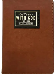 One Minute with God for Men - Daily Devotional and Prayer Journal, 365 Days of Bible Prayer Tracking Diary Brown Leather Cover