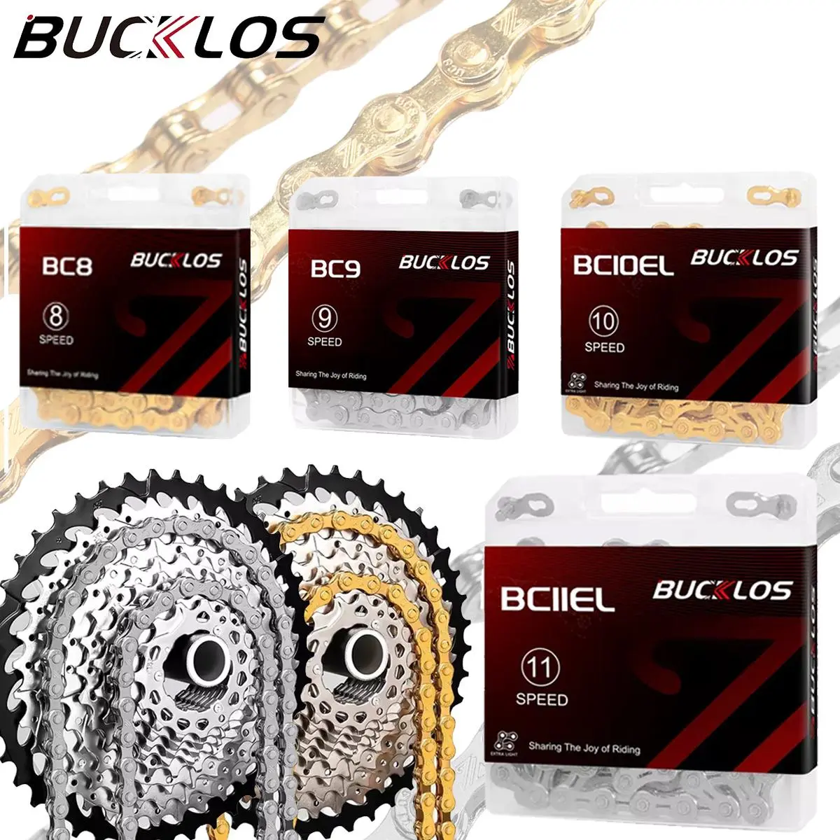 BUCKLOS 6-12 Speed Bike Chain - Half/Full Hollow High-Hardness Bicycle Chain, Gold/Silver Electroplated Wear-Resistant Road & MTB Chain #tiktokshopspringglowup part
