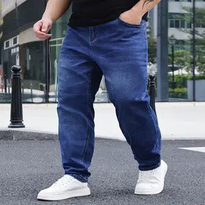 Men’s Plus Size Slim Fit Casual Jeans – Stretch Denim, Machine Washable, All-Season Comfort with Pockets & Buttons, Solid Color Design, Fashionable Plus Size Men’s Jeans (White)